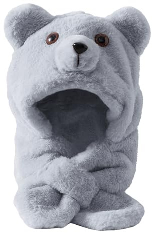 Rayson Bonnet Écharpe pour Bébé Enfants Hiver Balaclava Chaud et Mignon Chapeau Oreilles d'ours Convient aux Garçons Filles Outdoor Activités(Gris)