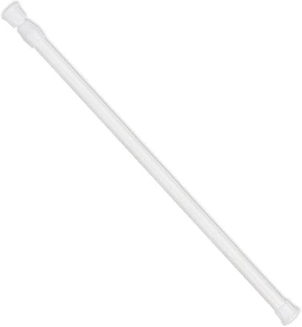 Curtain Tension Rod, Adjustable Small Spring Tension Rod Net Curtain Pole No-drilling Spring Loaded Curtain Rod for Closet Cupboard Wardrobe Bookshelf, White Thin rod 30-50cm (1.3cm diameter)