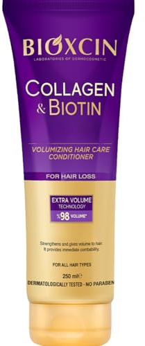 BIOXCIN Kollagen & biotin volymbalsam 250 ml – hårbalsam för fint och tunt hår – med hydrolyserat kollagen, biotin och BioComplex B11