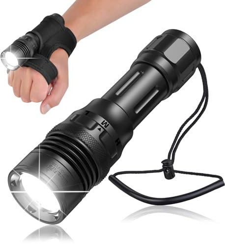ULTRAFIRE 3350 Lumen Wiederaufladbare Tauchlampe Unterwasser Taschenlampe, 3 Modi Taucher Taschenlampe mit Magnetische Drehschalter, IPX8 Wasserdicht, Eingebauter USB-C-Ladeanschluss, UF-DIV13S