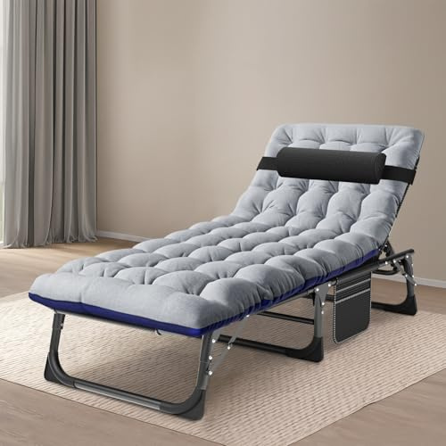 MOPHOTO Folding Bed with mattress-Single & Guest & Camp bed Fold Up-Space Saving- 190 * 68 cm(Black Cot/Grey pad)