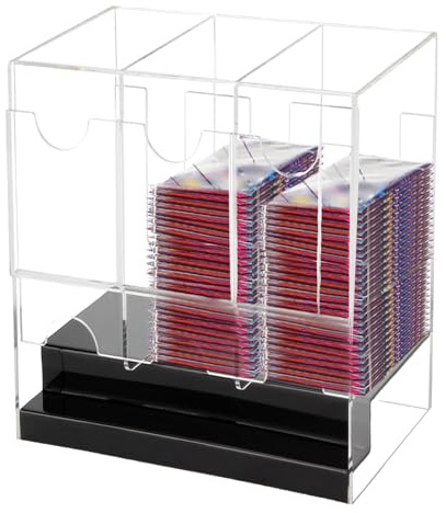 Dispenser per booster pack da 3 slot - archiviazione per distributori di schede acriliche, distributori di pacchetti di carte da 24 cm - gioco di trading trasparente, costruzione durevole | Carte comm