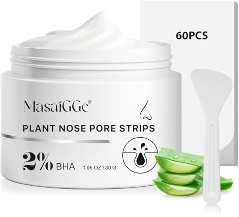 Plant Nose Pore Strips, Mitesserentferner Stripes | 2% BHA Blackhead Care | Bürste auf Abspaltmaske, perfekt passend | Hyaluronsäure und Aloe Vera enthalten | 30 Gramm Dosen (60 Tabletten)