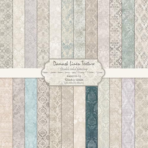 MerwDeeyt Scrapbook Papier Doppelseitiges Muster Bastelpapier, 30,5 x 30,5 cm Vintage Motivpapier 24 Blat Boho Dekorpapier für Journal Scrapbooking Fotoalbum Dekoration (E)