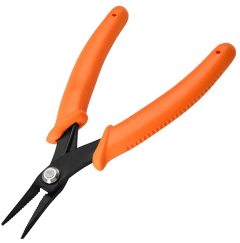 LEONTOOL Alicates de punta larga, pinzas dentadas, pinzas de nariz, punta puntiaguda especial, punta de 1,5 mm de diámetro, mini alicates de punta de aguja, alicates de nariz de cadena con herramienta