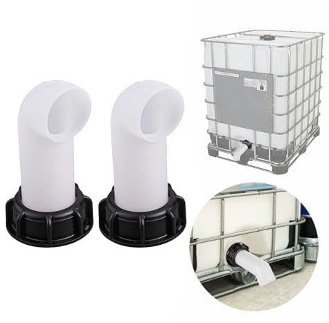 FACAIIO IBC - Beccuccio adattatore per contenitore, 90 gradi, per acqua, accessorio per serbatoio, 60 mm, confezione da 2, serbatoi IBC e barili per pioggia