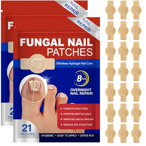 42 stycken svampnagellappar, mångsidiga tånagelkuddar, nagelsvampplåster, tånagelkorrigeringspatch för skadade naglar och missfärgade naglar, för att förbättra nagelns utseende