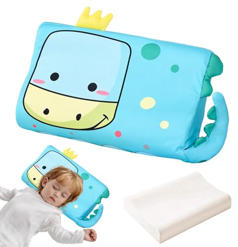 TZEKING Almohada Infantil Ergonómica – Almohada para Niños con Funda Lavable, Espuma Viscoelástica Transpirable e Hipoalergénica, Cojín para Bebes y Niños de 2 a 10 Años – 45x27x6cm