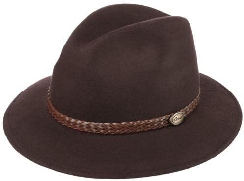 Lipodo Outdoor Traveller Wollfilzhut mit Garnitur Outdoorhut Made in Italy Herren Herbst Winter braun 58 cm