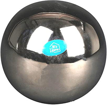 New Home Dekokugel aus Keramik Silber glänzend 15cm Kugel Tischdeko Silberkugel Dekofigur