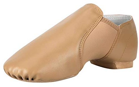 Linodes Unisex 006 PU Leather Upper Slip-on Jazz Shoe for Women and Men's Dance Shoes-Brown 8.5M