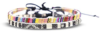 Made by Nami Boho Surfer-Armband 2-er Set Damen & Herren - Handmade Strand Festival Accessoires - Ethno Hippie Style - 100% Wasserfest & Verstellbar - Freundschaftsarmbänder Mädchen (Gelb & Weiß)