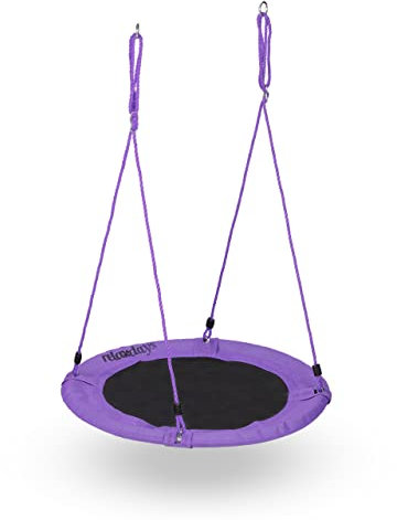 Relaxdays Altalena a Nido, Dondolo per il Giardino, per Bambini e Adulti, Ø 90 cm, Regolabile, fino a 100 Kg, Lilla