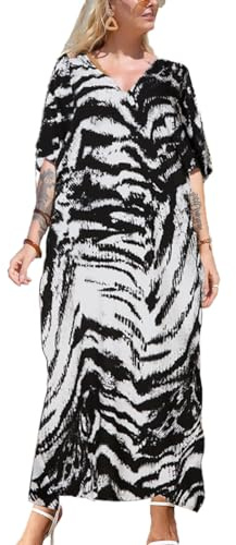 ZaisuiFun Kaftan Kaftan Dam Lång Sommar Kaftan Plus Storlek Elegant Klänning Strandöverdrag Maxi Strandklänning Boho Tunika, Färg 07, one size