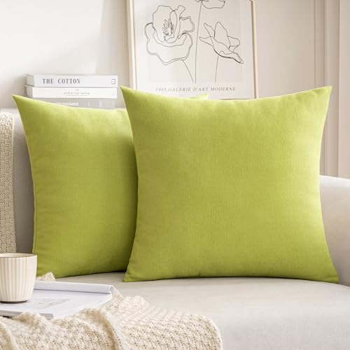 MIULEE 2er Kissenbezug 45x45 Apfelgrün Chenille Kissenbezüge Kissenhülle Sofakissen dekokissen zierkissen für Couch Sofa Wohnzimmer