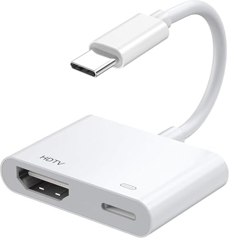 Clomnpe USB C auf HDTV Adapter 4K, USB C zu HDTV Adapter für iPhone 15 MacBook Pro Air iPad Pro, Typ-C HD-TV mit 4K/100W Aufladen, U-S-B C hd-tv Adapt-er für Pixelbook/Surface Go/Tablet/Laptop/Handy