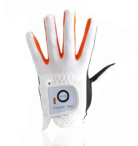 Golfhandschuhe Kinder Jugend Junior Mädchen für Linke Hand, Junge Golf Handschuhe Atmungsaktive Mikrofaser Synthetische Rechtshänder für Alter 4-13 Jahre (weiß, M)
