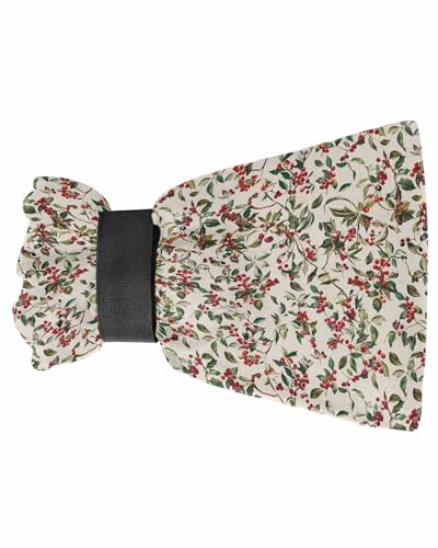 Outdoor Faucet Covers for Winter Berry Green Leaf Christmas Watercolor Plant Beige Linen 1 Pack Spigot Cover for Freeze Protection Reusable Insulated Outside Hose Bib Covers, 7.7 H x 5.9 W