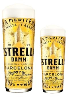 Laurie's Pub and Bar Accessories Estrella Damm Lot de 2 pintes de bière et demi-verres