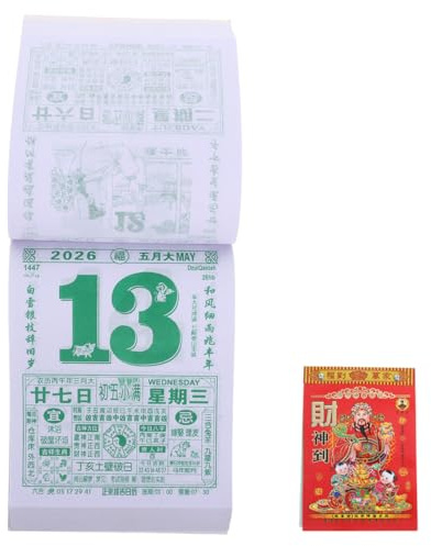 POPETPOP 2026 Jahr Des Pferdes Wandkalender Chinesischer Tageskalender Mit HandabreißFunktion Roter Papierkalender FüR Zuhause Und BüRo Mit Traditionellen Feiertagen Und GlüCkstagen
