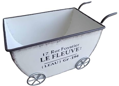 SZLIFE Carrello portafiori, fioriere, Vaso Compatto, Piccolo, Robusto, in Metallo, fioriera, per Esterni, Interni, Cortile, Balcone, Bianco