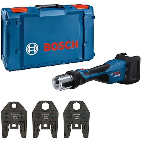 Bosch Professional 18V System Pressatrice a batteria GPT 18V-32 (32 kN potenza, raccordi plastica fino a 110 mm, raccordi metallo fino a 54 mm, incl. ganascia pressatrice RFz12, RFz16, RFz20, XL-BOXX)