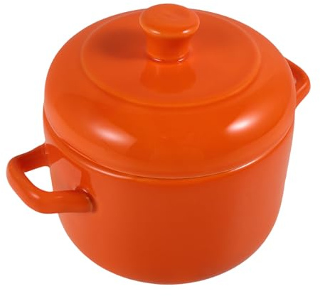 Cabilock Cuenco Tazón para Sopa de Cerámica con Tapa, 600 Ml, Doble Asa, para Guisos y Estofados en Uso Diario