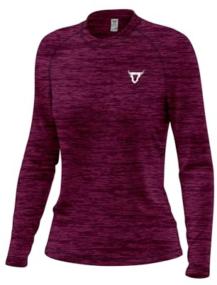 Women's Long Sleeve Quick Dry Fit Active T-Shirts Moisture Wicking Athletic Round Neck Gym Tee Exercise Yoga Ladies Tops (UK, Alpha, L, Regular, Regular, M.Marron)