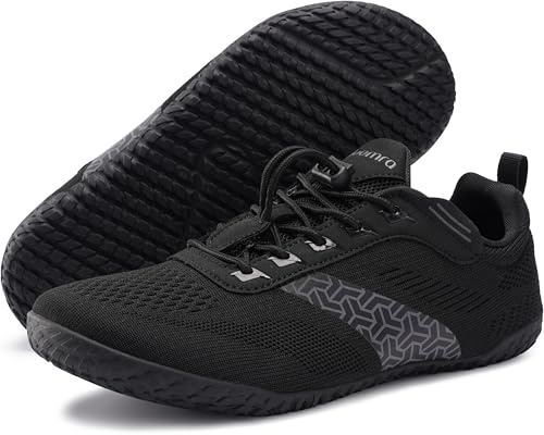Joomra Women's Trail Running Shoes Size 8 Barefoot Minimalist Minimus Zero Drop Wide Toe Box Width Sneakers Walking Treadmill Black 38.5