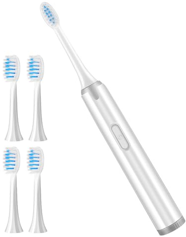 Anneome Electric Waterproof Adult Sonic Toothbrush with Soft Bristles, Non-Rechargeable Battery Operated Vibrating Oral Cleaning Device, Includes 5 Replaceable Brush Heads for Household