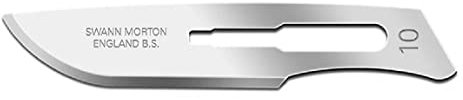 Swann-Morton - Lames en acier au carbone, jetables, stériles, taille no. 10, 100 lames emballées individuellement dans une feuille de métal