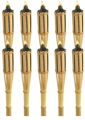 Outils et Nature Torches à huile en bambou 120 cm - Lot de 10