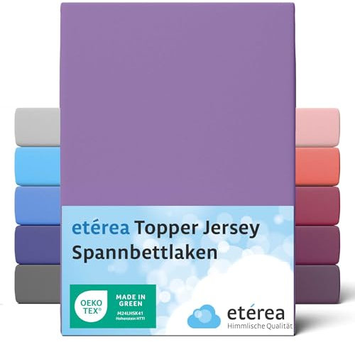 etérea Jersey Topper Spannbettlaken 180x200-200x200 cm Violett für 5-10 cm Steghöhe 100% Baumwolle - Oekotex Spannbetttuch Matratzen Bett Bezug - Bettlaken 180x200cm - 200x200cm Lila