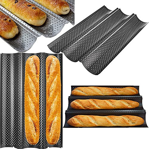 Baking Tray Baguette 38 x 24,5X 3cm Baguette Baking Tray Baguette Baking Sheet for 3 Baguettes
