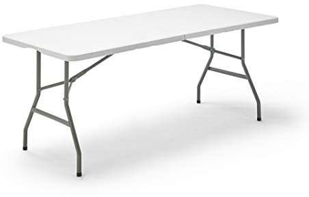 KG KITGARDEN - Tavolo pieghevole portatile multifunzione, 180 x 74 x 74 cm, bianco