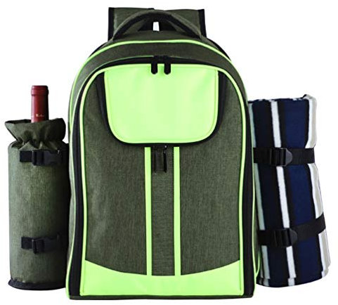 MiduoHu Cestino Zaino da Picnic (per 4 Persone), stoviglie e Coperte Tenere al Caldo o Picnic/Barbecue/Campeggio/attività all'aperto/all'aperto