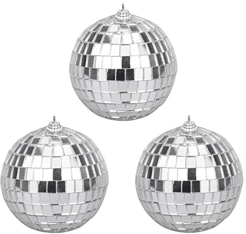 wocpvm 3 Pezzi Specchio Palla da Discoteca Palla a Specchio da Appendere 8cm Palla Discoteca Specchio Palline da Discoteca a Specchio per Festa a Tema Anni '90, Natale