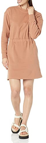 Amazon Essentials Abito Stile Felpa Stretto in Vita (Disponibile in Taglie Forti) Donna, Marrone Chiaro, XXL