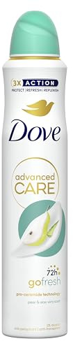 Dove Advanced Care Go Fresh Pear & Aloe Vera Scent Anti-Perspirant Aerosol Women's Deodorant Spray with Pro-Ceramide technology for 72 hour protection against sweat and odour 200 ml