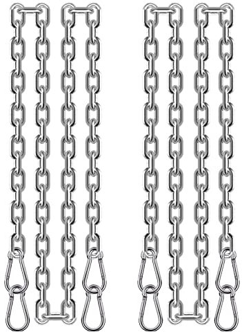 AIMEKE 2 PCS Chaîne Acier avec 8 Mousquetons, Fixation Variable pour Chaise Hamac 1M×3MM Metal Chaine