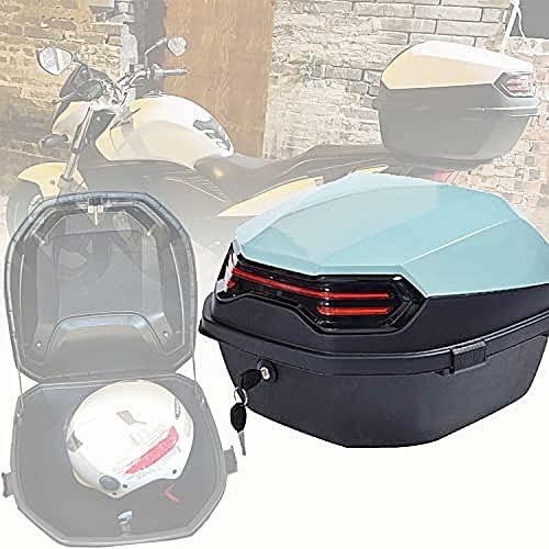 JUNNIU Baúl de Motocicleta Scooter, Caja Superior de Equipaje de Maletero, Caja de Transporte de Almacenamiento con Cerradura, Caja Superior de Casco de Motocicleta, Almacenamiento de Equipaje para