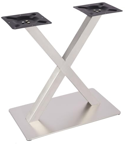 soudesileim Tischbeine Edelstahl X-Form, 70 * 72cm Tischkufen, Tischgestell Metall mit Basis, Einfache Montage, Doppelsäule, für Restauranttische, Gartentische