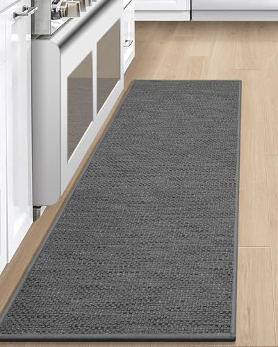LEKEEPGO Küchenteppich Waschbar rutschfest 43x150cm, Küchenläufer rutschfest, Teppich Läufer Flur, Küchen Läufer, Waschbare Teppiche für Küchen,Flur,Waschküche, Grau
