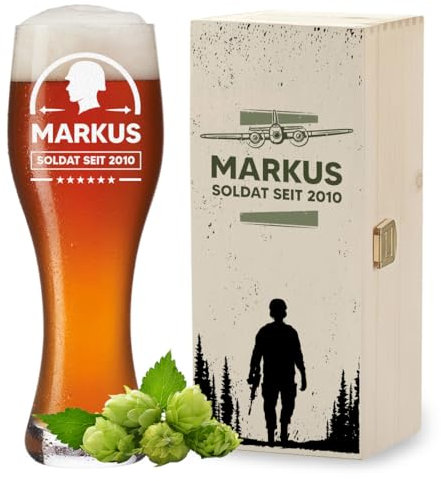 polar-effekt Bicchiere da birra bianco, 0,5 l, con incisione e scatola di legno con stampa UV, per uomini, set regalo personalizzato per bevitori di birra, ideale per la festa del papà e il compleanno