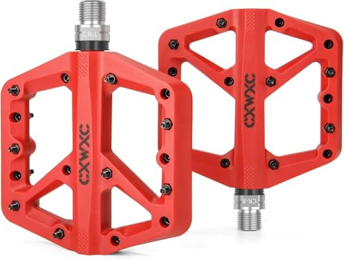 CXWXC Pedales Ligeros de Nailon para Bicicleta,Superficie de 3 Piezas Selladas,para MTB Bicicleta de Carreras (Rojo)