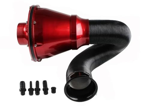 Limpiador Tuberías Entrada Aire Frío Alto Flujo Automóvil Y Todoterreno Filtro Aire Universal Automóvil 76 Mm Cabeza Hongo Fuelle Admisión Aire Filtro 3 Pulgadas Manguera Entrada Aire(Rojo)