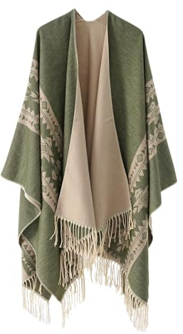 coonis Shawl Wraps for Women, Soft Open Front Poncho Cape Cardigan, Oversized Scarf Sweater for Evening, Wedding, Party, Travel, Olive Green Khaki