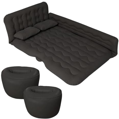 Colchón de automóviles, colchón de automóvil plegable para la parte trasera de los automóviles, enonjando la cama de doble campamento inflable con almohadas y accesorios para niños al aire libre