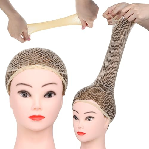 Lot de 2 filets à cheveux pour perruque, grand bonnet de perruque en pour cheveux longs, tissage élastique antidérapant, accessoire