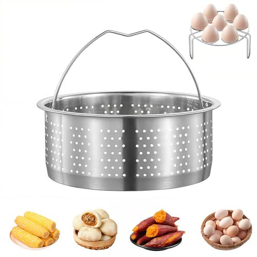 Kozdtiz Juego de 2 accesorios para olla a presión, acero inoxidable 304 con estante para vapor, olla para cocinar al vapor, olla para ollas, ollas a presión, cocinar al vapor de verduras